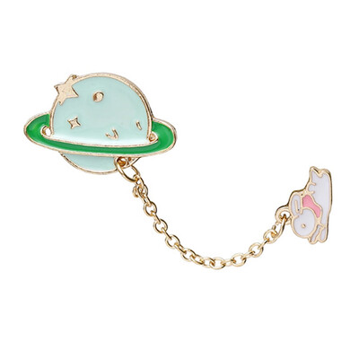 Cartoon Cute Student Crepe Boat Shirt Planet Cloud Chain Brooch