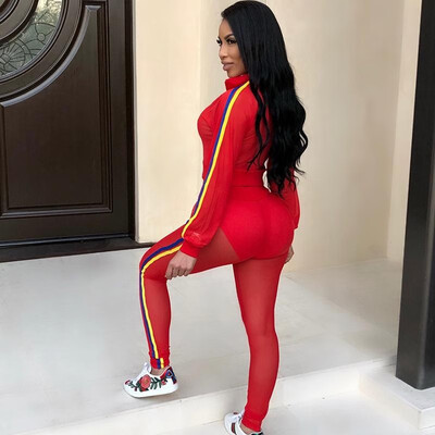 Women Striped Zipper Long Sleeve Crop Top Slim Pants Transparent Two Piece Tracksuit Sportswear Fitness Set Suits
Women Striped Zipper Long Sleeve Crop Top Slim Pants Transparent Two Piece Tracksuit Sportswear Fitness Set Suits
