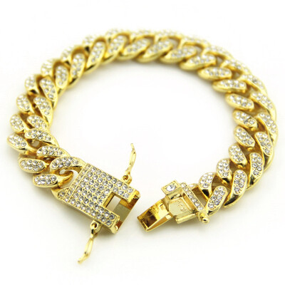 Hip hop Inlaid Rhinestone Cuba Men Gold Bracelet Unisex Pair Bracelet Jewellery hot Gift
Hip hop Inlaid Rhinestone Cuba Men Gold Bracelet Unisex Pair Bracelet Jewellery hot Gift