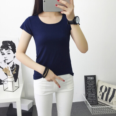 Solid Color Short-sleeved Womens T-shirt Summer Ladies Slim O-neck Short-sleeved T-shirt
Solid Color Short-sleeved Womens T-shirt Summer Ladies Slim O-neck Short-sleeved T-shirt