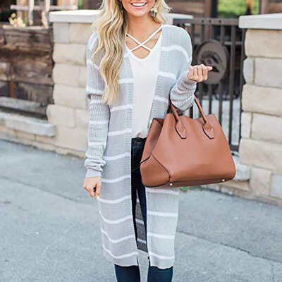 Tailored Women Long Sleeve Striped Open Front Casual Knitted Outerwear Cardigan Sweater
Tailored Women Long Sleeve Striped Open Front Casual Knitted Outerwear Cardigan Sweater