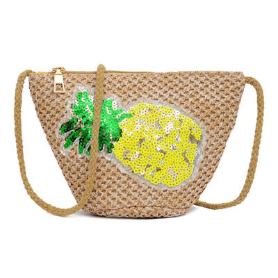 Weaving Sequins Pineapple Shoulder Messenger Handbags Women Crossbody Bags