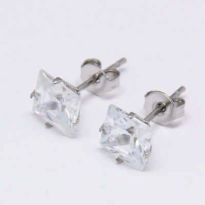 Cubic Zirconia Ear Studs with Stainless Steel Base Stainless Steel Color 6x6mm Pin 07mm
Cubic Zirconia Ear Studs with Stainless Steel Base Stainless Steel Color 6x6mm Pin 07mm