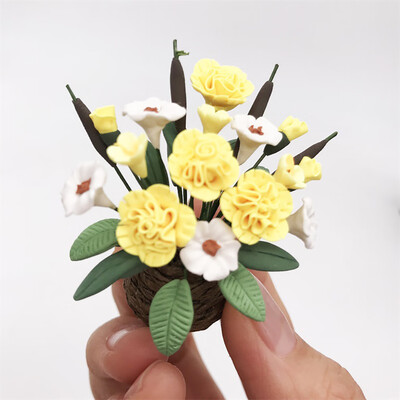 Siaonvr Artificial 112 Dollhouse Miniature Fake Green Plant Flower in Pot Fairy Garden