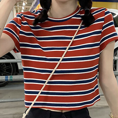 Summer Womens Style Elegant Design Casual O Neck Striped Short Sleeve Stretch Pullover Crop Top T-Shirt
Summer Womens Style Elegant Design Casual O Neck Striped Short Sleeve Stretch Pullover Crop Top T-Shirt