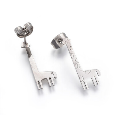 304 Stainless Steel Stud Earrings Giraffe Stainless Steel Color 20x8mm Pin 08mm 6pairscard
304 Stainless Steel Stud Earrings Giraffe Stainless Steel Color 20x8mm Pin 08mm 6pairscard