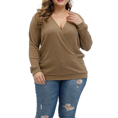Gobestart Plus Size Women V-Neck Long Sleeve Solid Wrap Deep Cross Pullover Blouse Tops
Gobestart Plus Size Women V-Neck Long Sleeve Solid Wrap Deep Cross Pullover Blouse Tops