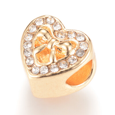 Alloy European Beads with Rhinestones Large Hole Beads Heart Golden Crystal 11x11x10mm Hole 5mm
Alloy European Beads with Rhinestones Large Hole Beads Heart Golden Crystal 11x11x10mm Hole 5mm