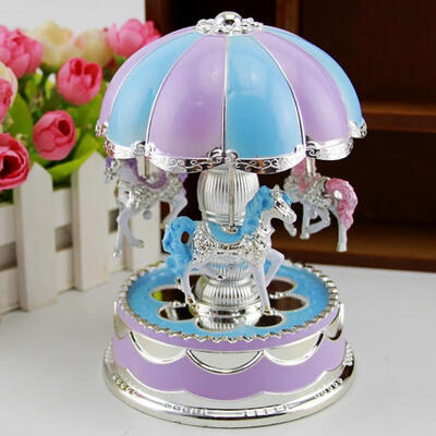 LED Light Merry-Go-Round Music Box Christmas Birthday Gift Toys Carousel
