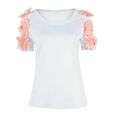 Summer T Shirts Women Short Sleeve Appliques Flower T-shirts Ladies Casual O Neck Tshirt Tops Female Clothing
Summer T Shirts Women Short Sleeve Appliques Flower T-shirts Ladies Casual O Neck Tshirt Tops Female Clothing