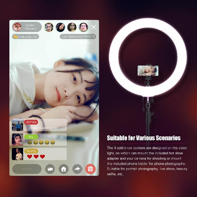 Andoer RL720B Professional 19 Inch 3200K-5600K Bi-Color Digital Ring Video Light 720pcs LEDs Adjustable Brightness CRI90 with Pho
Andoer RL720B Professional 19 Inch 3200K-5600K Bi-Color Digital Ring Video Light 720pcs LEDs Adjustable Brightness CRI90 with Pho