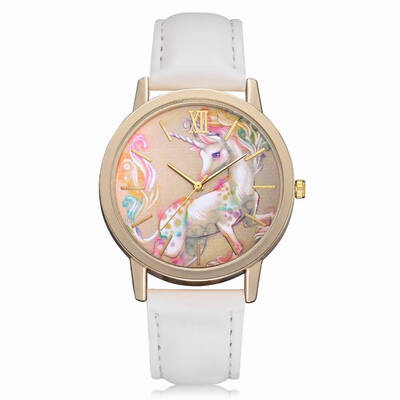 XR2581 Women\ Unicorn Dial Analog Quartz Leather Watch