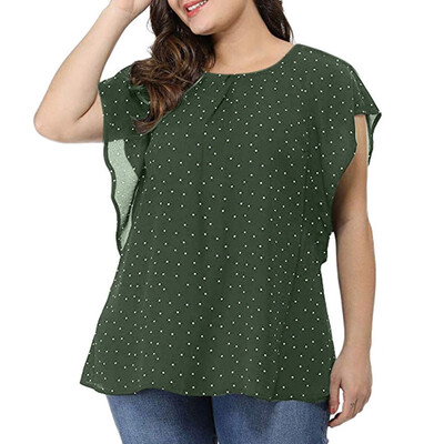 Plus Size Summer Blouse Womens Shirt O-Neck Bat Sleeves Ruffled Dot Print Short-Sleeved Loose Bottoming Shirt Blouse
Plus Size Summer Blouse Womens Shirt O-Neck Bat Sleeves Ruffled Dot Print Short-Sleeved Loose Bottoming Shirt Blouse
