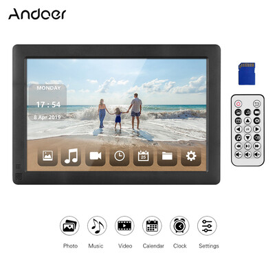 Andoer 101 Inch Ultra-thin IPS LCD Digital Photo Frame Desktop Album 1280 800 Supports PhotoMusic Video Clock6 Modes Cale
Andoer 101 Inch Ultra-thin IPS LCD Digital Photo Frame Desktop Album 1280 800 Supports PhotoMusic Video Clock6 Modes Cale