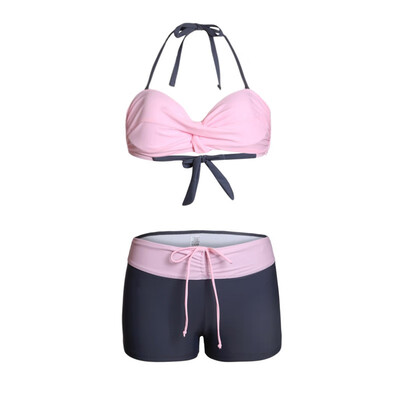 Hanging neck tie printed steel plate with chest pad four-corner split swimsuit
Hanging neck tie printed steel plate with chest pad four-corner split swimsuit