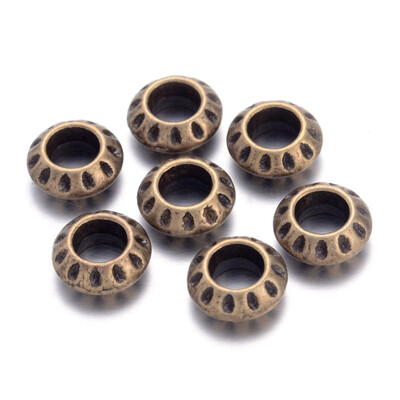 Tibetan Silver European Beads Large Hole Beads Rondelle Antique Bronze Lead Free & Cadmium Free & Nickel Free 10x4mm
Tibetan Silver European Beads Large Hole Beads Rondelle Antique Bronze Lead Free & Cadmium Free & Nickel Free 10x4mm