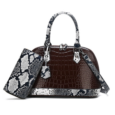 Portable ladies crocodile pattern shoulder diagonal cross-shell mother bag