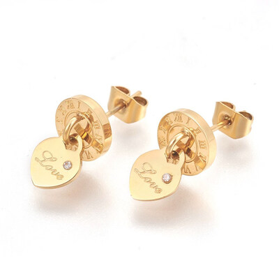304 Stainless Steel Stud Earrings with Rhinestone Flat Round with Heart Lock Golden 13mm Pin 07mm
304 Stainless Steel Stud Earrings with Rhinestone Flat Round with Heart Lock Golden 13mm Pin 07mm