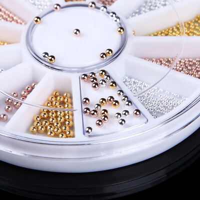 Toponeto 3D Nail Art Deco GoldSilverRose Gold Metal Materials Beads Wheel