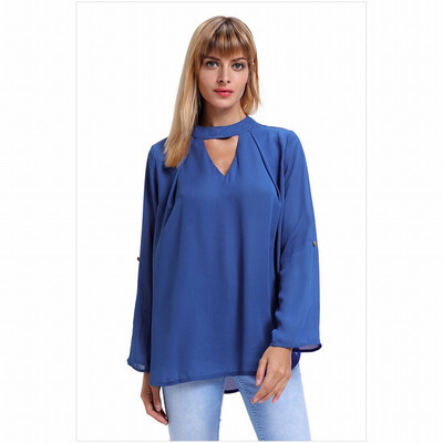 V-neck long-sleeved mesh solid color shirt casual straight top
V-neck long-sleeved mesh solid color shirt casual straight top