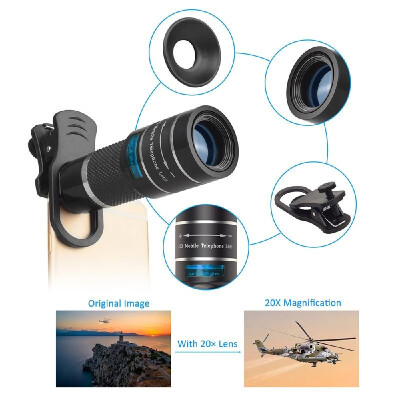 APEXEL APL-20XJJ04 Telephoto Lens Kit Portable 20X Telephoto Zoom Lens Monocular Telescope Lens with Flexible Tripod Phone Holder
APEXEL APL-20XJJ04 Telephoto Lens Kit Portable 20X Telephoto Zoom Lens Monocular Telescope Lens with Flexible Tripod Phone Holder