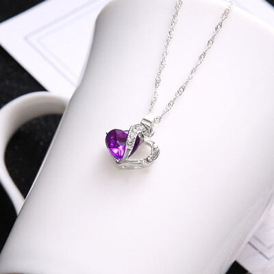 Blue Crystal Love Heart Birthstone Zirconia Necklace For Women Bridal Long Chain Wedding Necklace Silver Pendant Jewelry 2019
Blue Crystal Love Heart Birthstone Zirconia Necklace For Women Bridal Long Chain Wedding Necklace Silver Pendant Jewelry 2019
