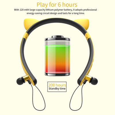 ZW29 Bluetooth Stereo Headphones Wireless Magnetic Sports Headset Sweatproof Earphone Cute Shape Detachable Ear for Smart Phone Ta
ZW29 Bluetooth Stereo Headphones Wireless Magnetic Sports Headset Sweatproof Earphone Cute Shape Detachable Ear for Smart Phone Ta