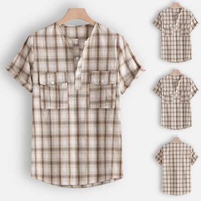 Toponeto Fashion Mens Casual Button Hawaii Plaid Print Beach Short Sleeve Top Blouse
Toponeto Fashion Mens Casual Button Hawaii Plaid Print Beach Short Sleeve Top Blouse