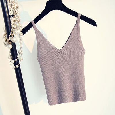 Women V-Collar Slim Bright Knitting Vest Bottoming Stretch Sleeveless Sling Bottoming Camisole
Women V-Collar Slim Bright Knitting Vest Bottoming Stretch Sleeveless Sling Bottoming Camisole