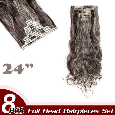 17" Curly Hair Full Head Clip in Hair Extensions Synthetic 8 Piece 18 Clips Hairpiece Long Wave Trendy Design for Women
17" Curly Hair Full Head Clip in Hair Extensions Synthetic 8 Piece 18 Clips Hairpiece Long Wave Trendy Design for Women