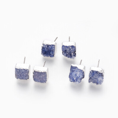 Natural Dyed Druzy Quartz Stud Earrings with Stainless Steel Findings Square Silver MidnightBlue 10x10x610mm Pin 07mm
Natural Dyed Druzy Quartz Stud Earrings with Stainless Steel Findings Square Silver MidnightBlue 10x10x610mm Pin 07mm