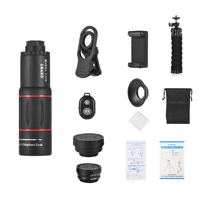 APEXEL APL-T18XBZJ5 Telephoto 4 in 1 Cellphone Lens Universal Kit 18X Mobile Phone Telephoto Lens 198° Fisheye Lens 063X Wide Ang
APEXEL APL-T18XBZJ5 Telephoto 4 in 1 Cellphone Lens Universal Kit 18X Mobile Phone Telephoto Lens 198° Fisheye Lens 063X Wide Ang