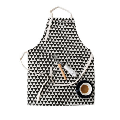 The New Japanese Cotton Cotton Linen Apron Cute Simple Lace Side Double Pocket Home Kitchen Apron