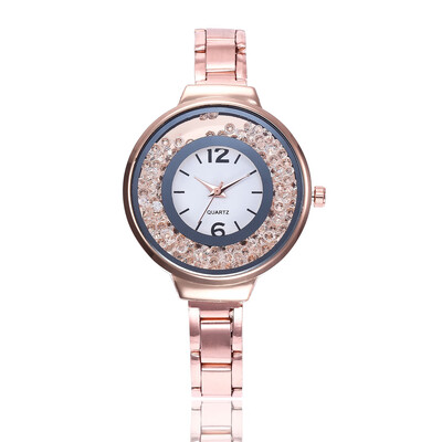 New womens alloy steel belt watch quicksand ball stone