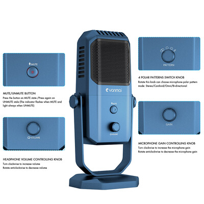 Yanmai SF-900 USB Microphone Studio Recording Condenser Microphone Four Directivity for Gaming Broadcasting Karaoke
Yanmai SF-900 USB Microphone Studio Recording Condenser Microphone Four Directivity for Gaming Broadcasting Karaoke
