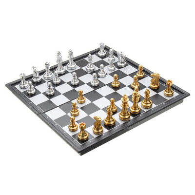 Chess Game Silver Gold Pieces Folding Magnetic Foldable Board Contemporary Set
Chess Game Silver Gold Pieces Folding Magnetic Foldable Board Contemporary Set