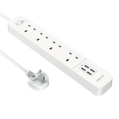 dodocool Smart 3120W 4-way Surge Protector 1440 Joules Power Strip with 20W 4-Port USB Charger 492ft Cord Extension Lead OnOff
dodocool Smart 3120W 4-way Surge Protector 1440 Joules Power Strip with 20W 4-Port USB Charger 492ft Cord Extension Lead OnOff