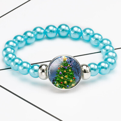 Creative Cartoon Elk Santa Gem Retractable Beaded Bracelet Christmas Gift