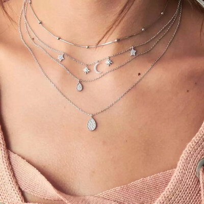 Rhinestone Multilayer Necklace Star Moon Crystal Pendant Necklace Long Pendant Ladies Short Necklace Collar Womens Jewelry
Rhinestone Multilayer Necklace Star Moon Crystal Pendant Necklace Long Pendant Ladies Short Necklace Collar Womens Jewelry