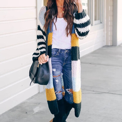 Roseonmyhand Women Long Sleeve Color Striped Pocket Casual Knitted Outerwear Cardigan Sweater
Roseonmyhand Women Long Sleeve Color Striped Pocket Casual Knitted Outerwear Cardigan Sweater