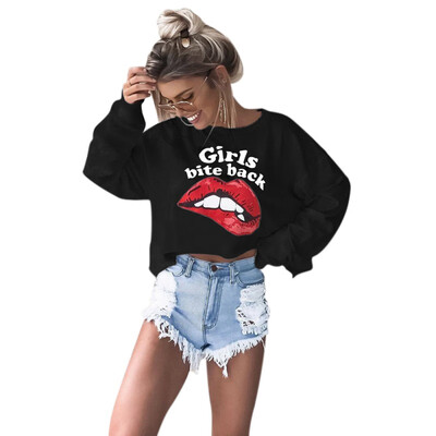 Autunm Lips Letter Printed Letter Long Sleeves O-neck Crop Top Women Hoodies Casual Wind Female Sweatshirts Short Tees
Autunm Lips Letter Printed Letter Long Sleeves O-neck Crop Top Women Hoodies Casual Wind Female Sweatshirts Short Tees