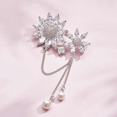 Brooch lady cute artificial pearl temperament suit brooch