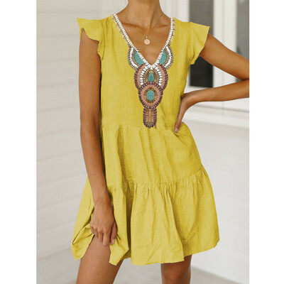 Women Holiday Sleeveless V-neck Beach Bikini Cover Up Boho Linen Casual Beach Party Sun Mini Dress Sundress Kaftan
Women Holiday Sleeveless V-neck Beach Bikini Cover Up Boho Linen Casual Beach Party Sun Mini Dress Sundress Kaftan