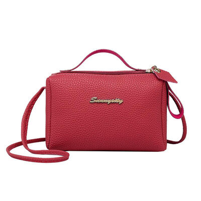 Square Litchi Pattern Shoulder Handbags Women PU Leather Messenger Bags