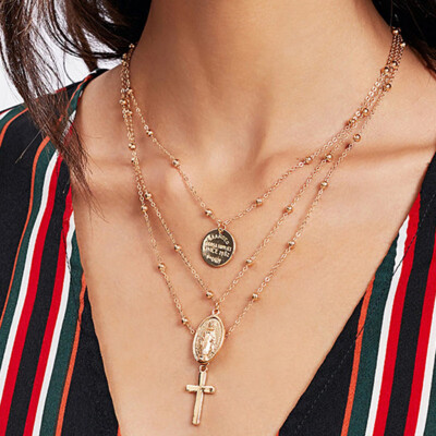 European&American cross-border jewelry retro exaggerated personality European Fan ornaments Virgin cross pendant multi-layer copper bead necklace
European&American cross-border jewelry retro exaggerated personality European Fan ornaments Virgin cross pendant multi-layer copper bead necklace