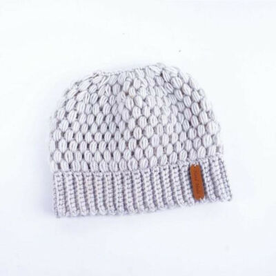 Women Girls Stretch Knit Hat Messy High Bun Ponytail Beanie Warm Hole Cap