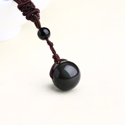 Natural Obsidian Pendant Couple Crystal Necklace