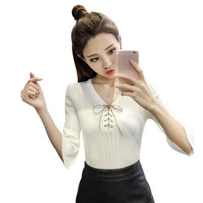 casual summer v-neck knit crop t-shirt Women Flare Sleeve sexy slim top jacket girl female basic t shirt top cheap
casual summer v-neck knit crop t-shirt Women Flare Sleeve sexy slim top jacket girl female basic t shirt top cheap
