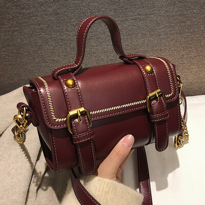 Bag woman 2019 new strappy bag European&American fashion retro mini Boston handbag
