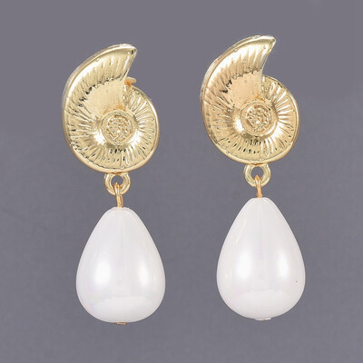 Shell Pearl Bead Dangle Earrings Studs with Snail Alloy Stud Earring Findings&Cardboard Boxes Golden 4142mm Pendant 21x1
Shell Pearl Bead Dangle Earrings Studs with Snail Alloy Stud Earring Findings&Cardboard Boxes Golden 4142mm Pendant 21x1